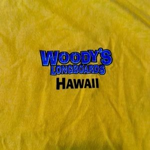 Men’s Yellow Destination T-Shirt - Woody’s Longboard Hawaii, Size Large